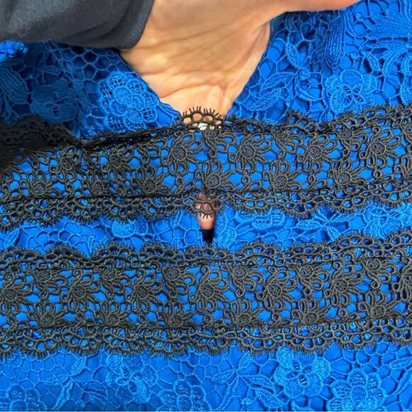 DVF Blue Viera Lace Sleeveless Shift Midi Dress V Neck 4 - Picture 8 of 11